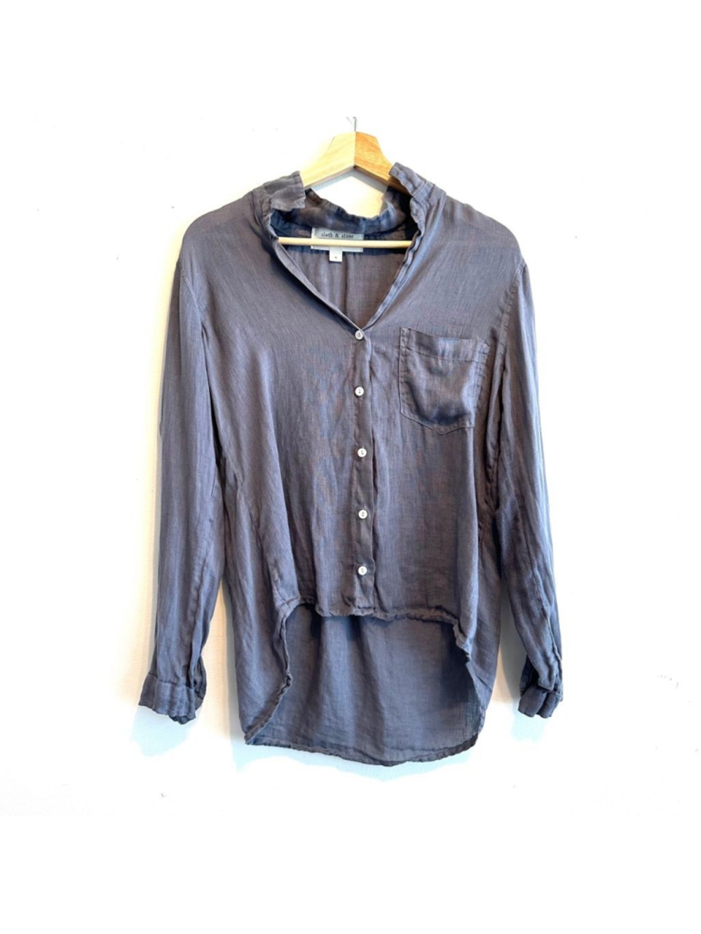 Cloth & Stone gray Linen Button Down Shirt Women's Size S